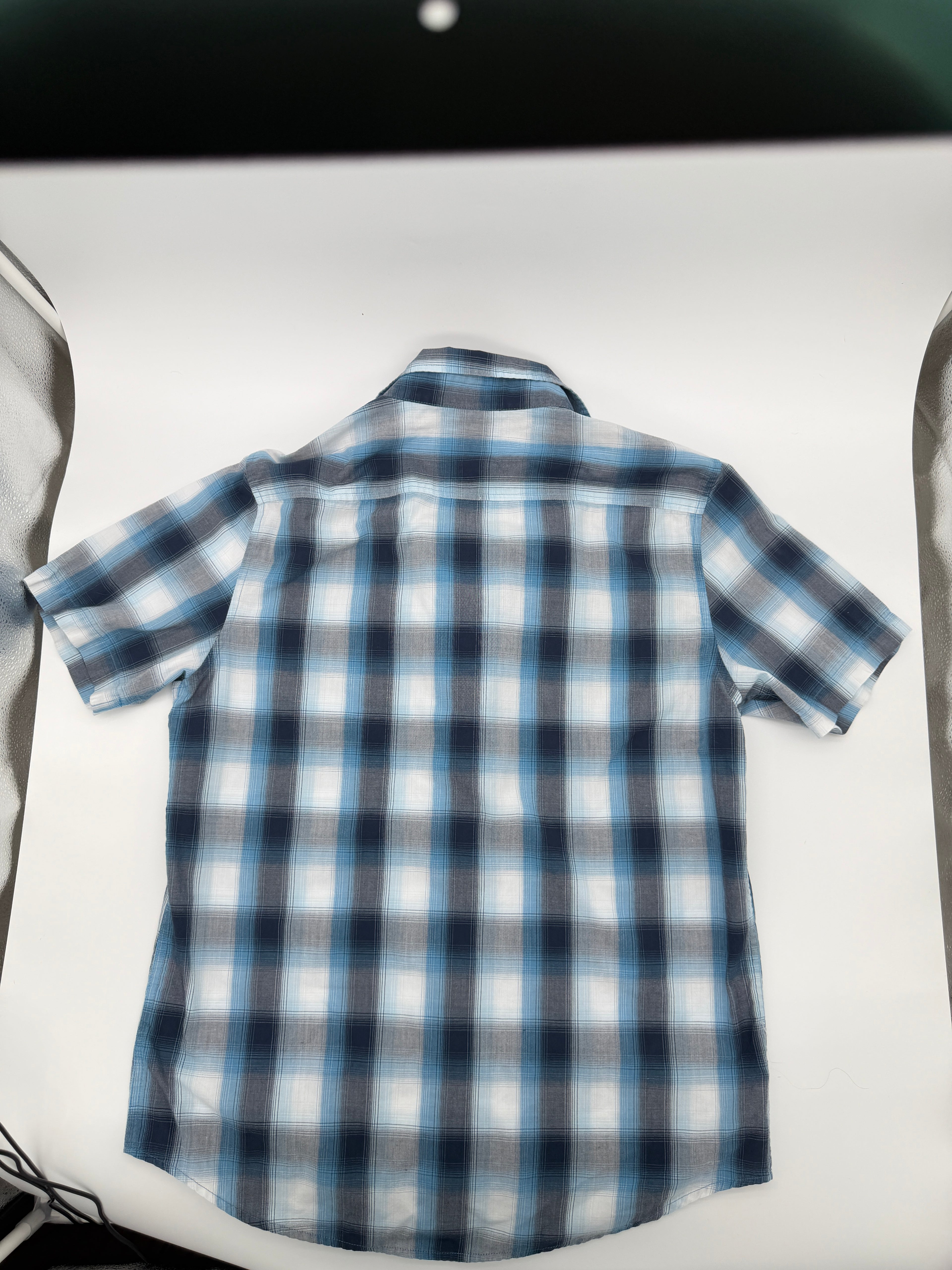 Calvin Klein Men's Blue Plaid Short Sleeve Shirt Medium Button up (pre-owned)