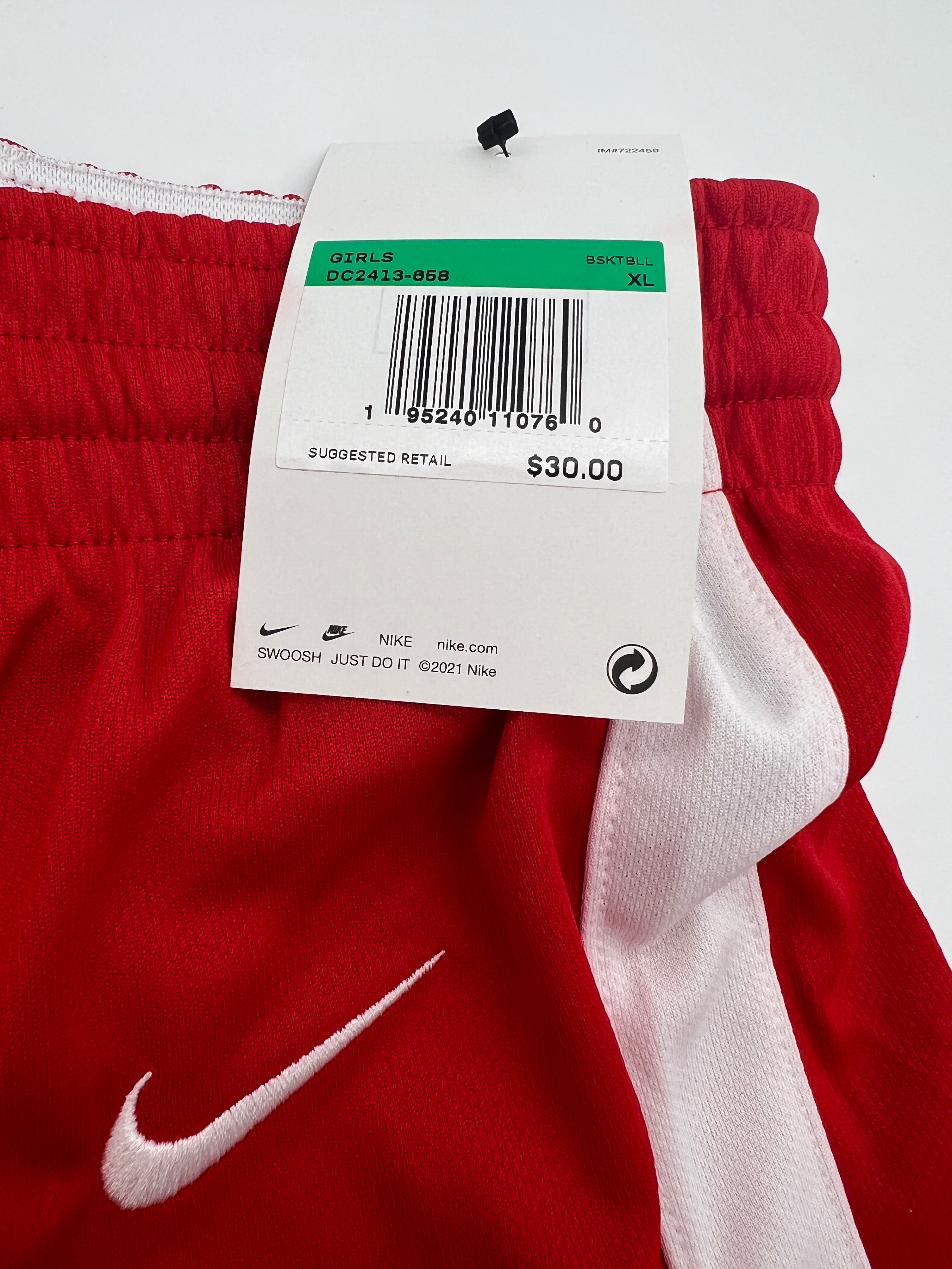 Nike Girls Team Dri-FIT Basketball Shorts Red White NWT Size XL
