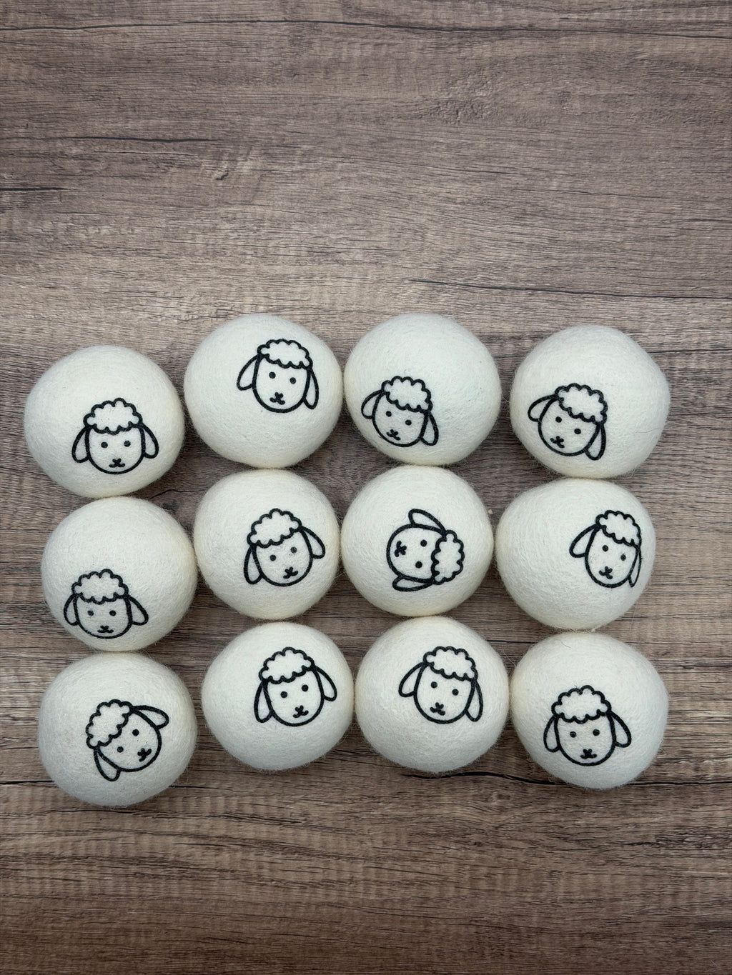 12 Pack New Zealand Wool Dryer Balls XL Reusable Natural Laundry Sheep Design