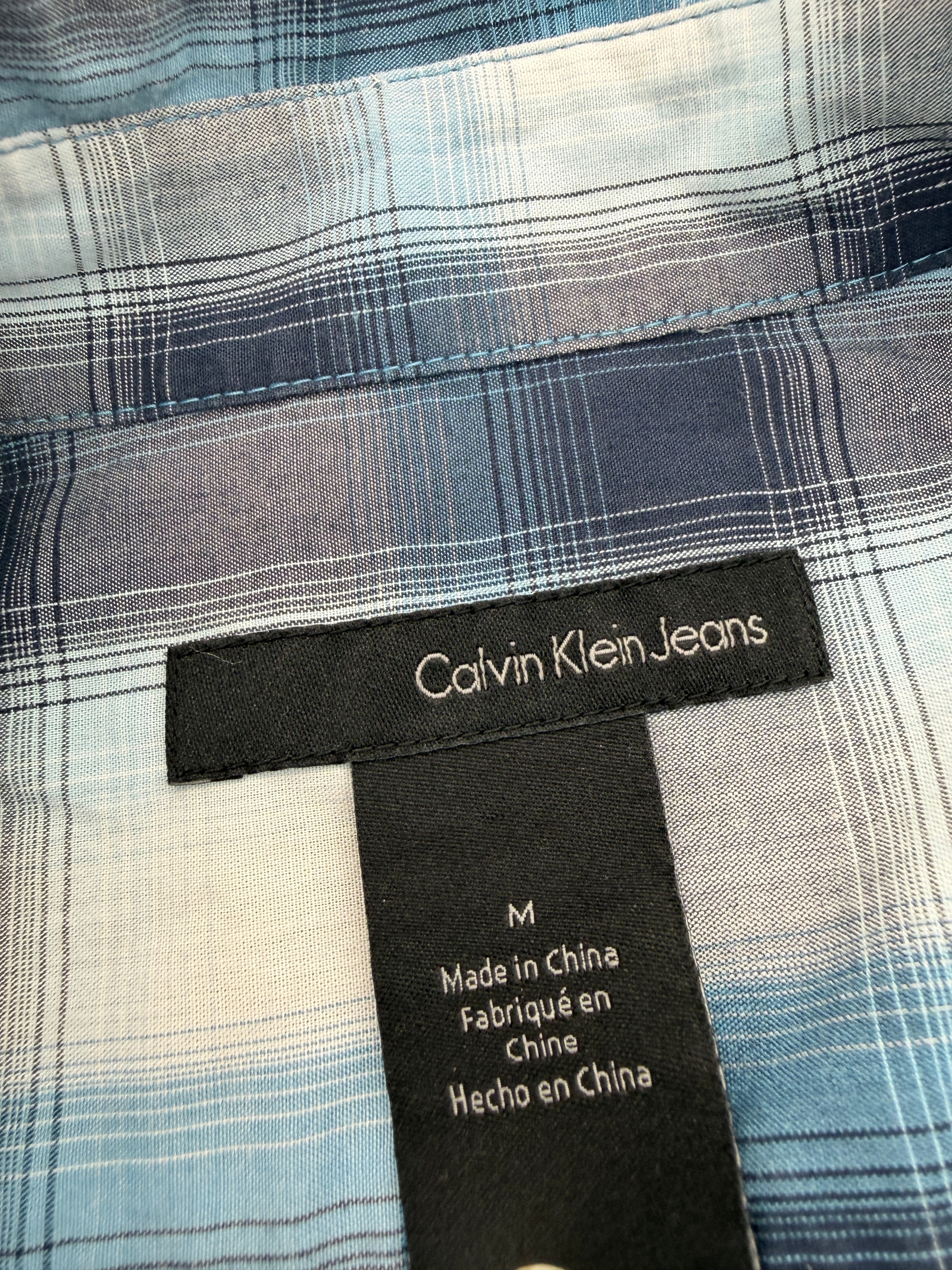 Calvin Klein Men's Blue Plaid Short Sleeve Shirt Medium Button up (pre-owned)