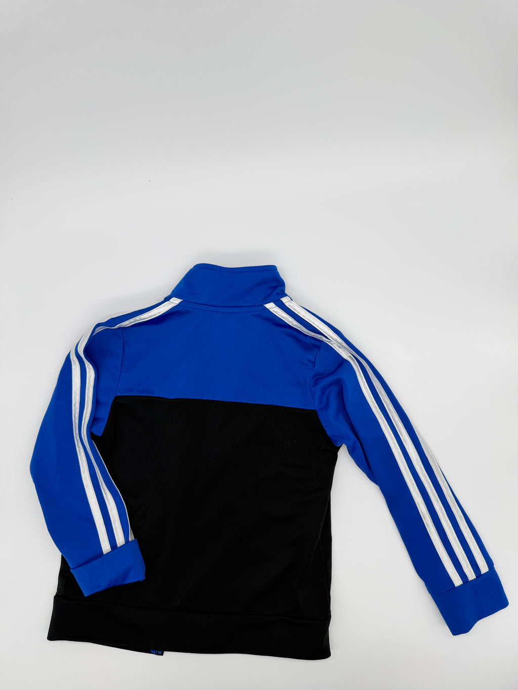 Adidas Kids Track Jacket Size 5 Blue Black Full Zip 3 Stripe Athletic Youth (pre-owned)