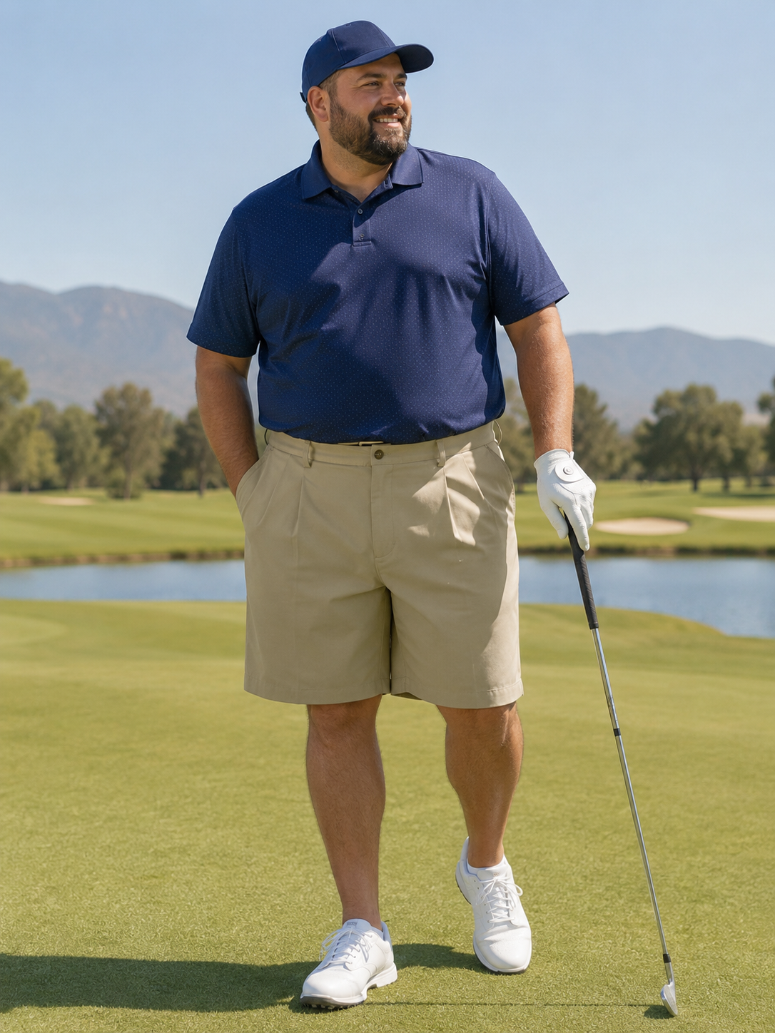 NWT Croft & Barrow Men’s Pleated Microfiber Golf Shorts Khaki Size 40 Moisture-Wicking