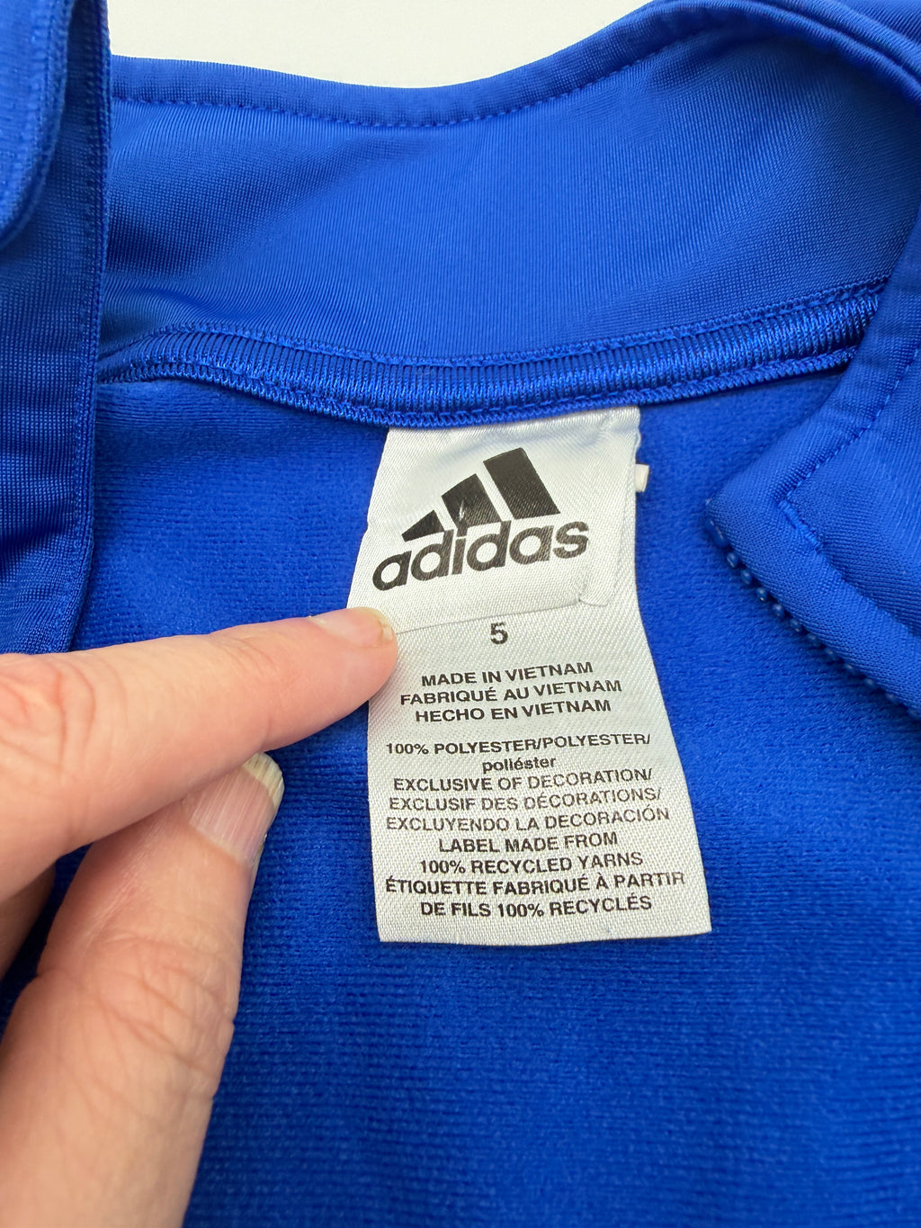 Adidas Kids Track Jacket Size 5 Blue Black Full Zip 3 Stripe Athletic Youth (pre-owned)