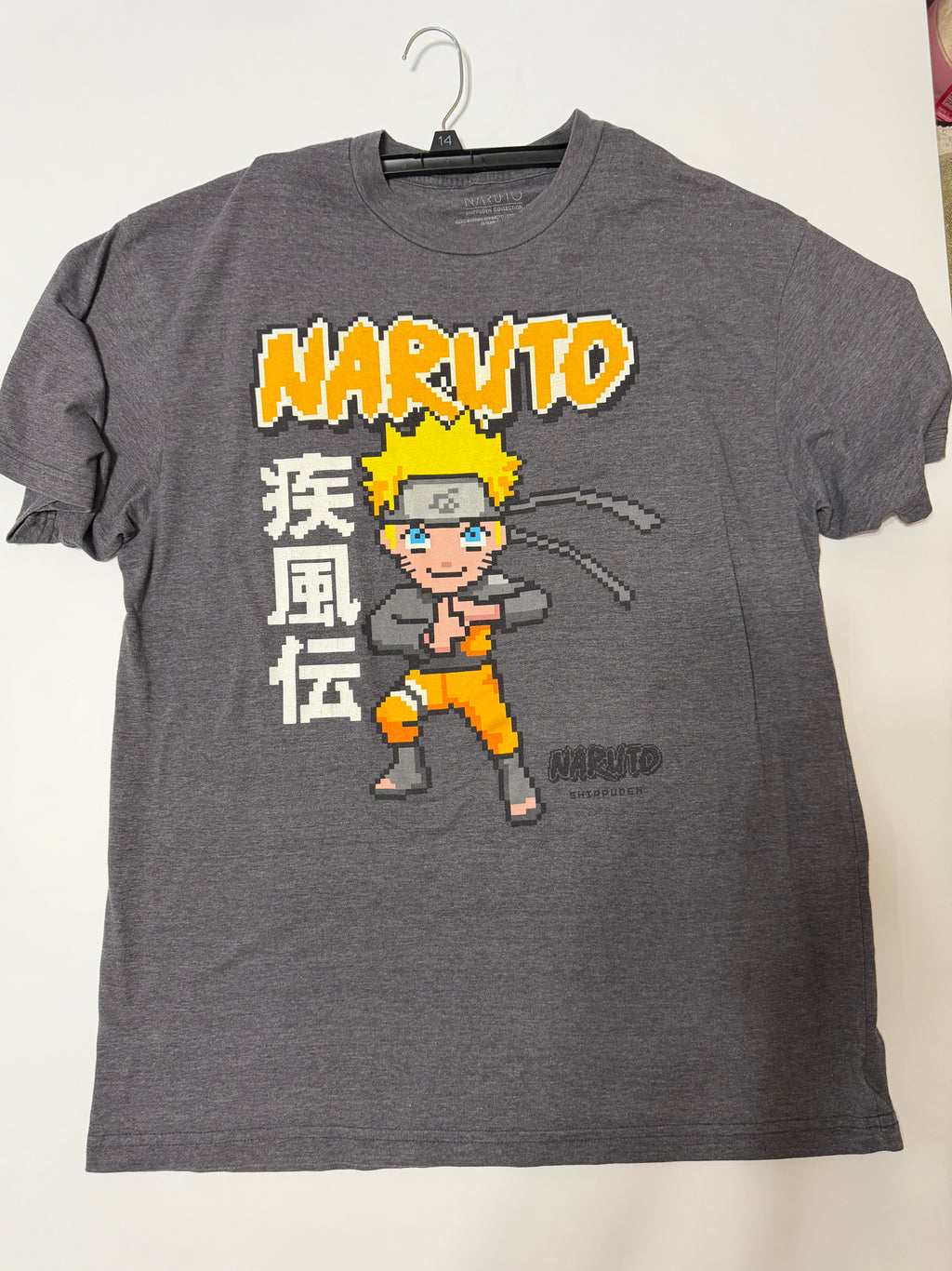 Naruto Shippuden Collection Men's Gray Graphic Logo Tee Crew Neck SS XLT (pre-owned)
