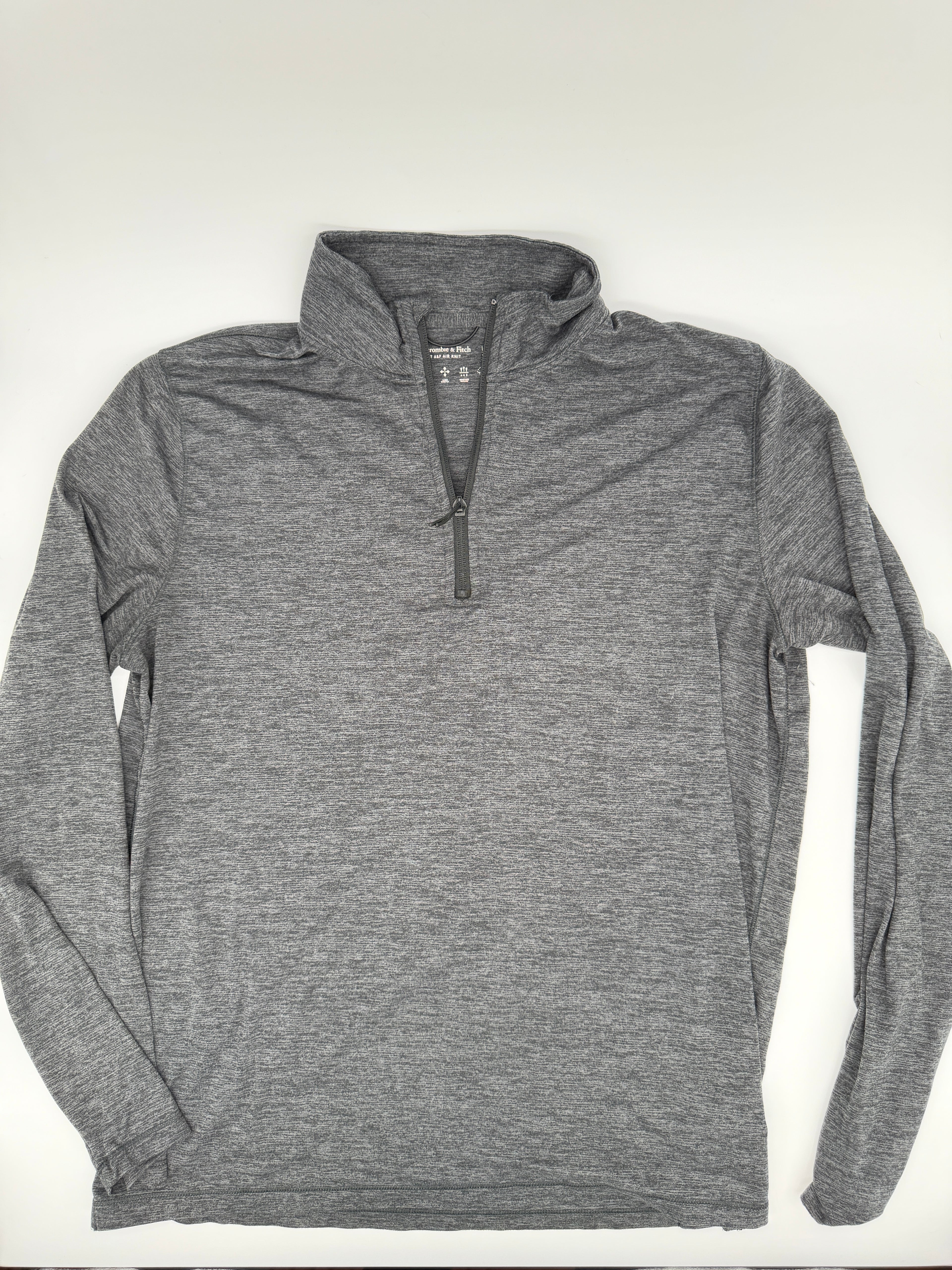 Abercrombie & Fitch Air Knit Quarter Zip Pullover Gray Athletic Top Medium (pre-owned)