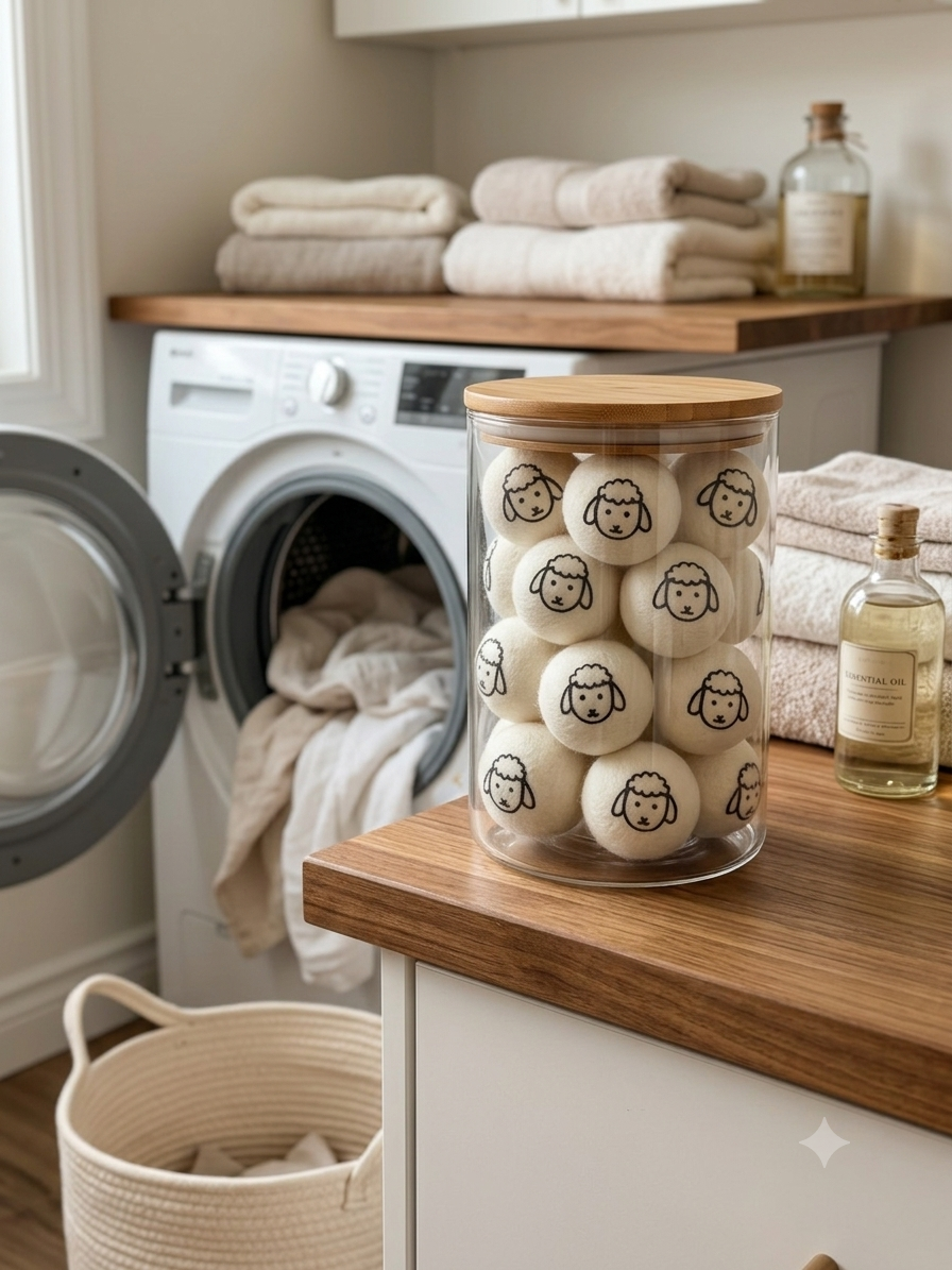 12 Pack New Zealand Wool Dryer Balls XL Reusable Natural Laundry Sheep Design