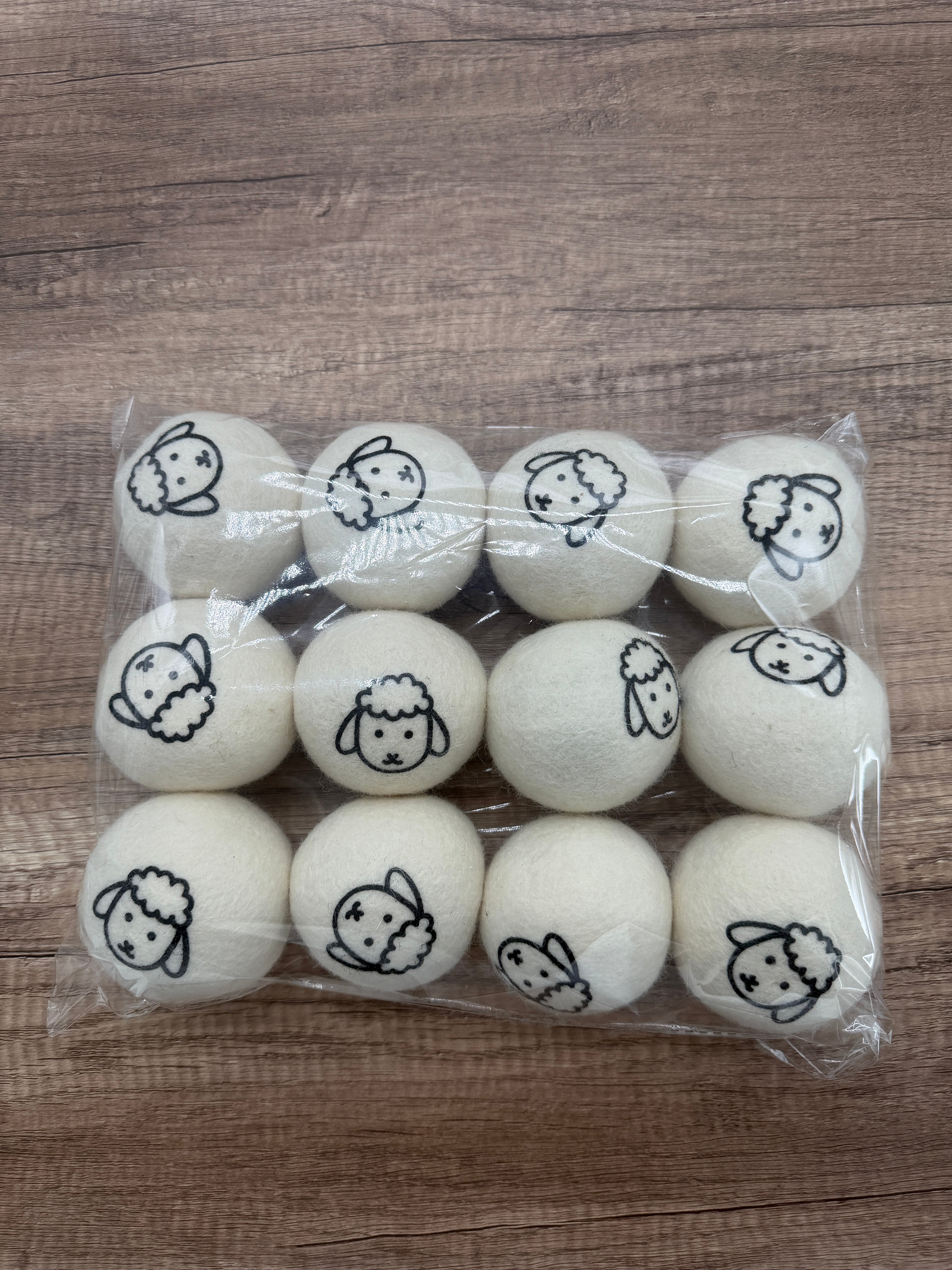 12 Pack New Zealand Wool Dryer Balls XL Reusable Natural Laundry Sheep Design