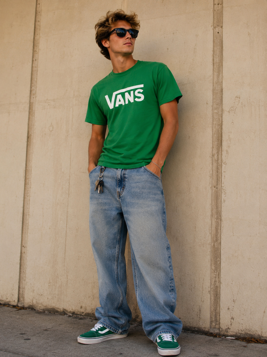 VANS Men's Green Graphic Logo Tee Crew Neck Short Sleeve Regular Size M (pre-owned)