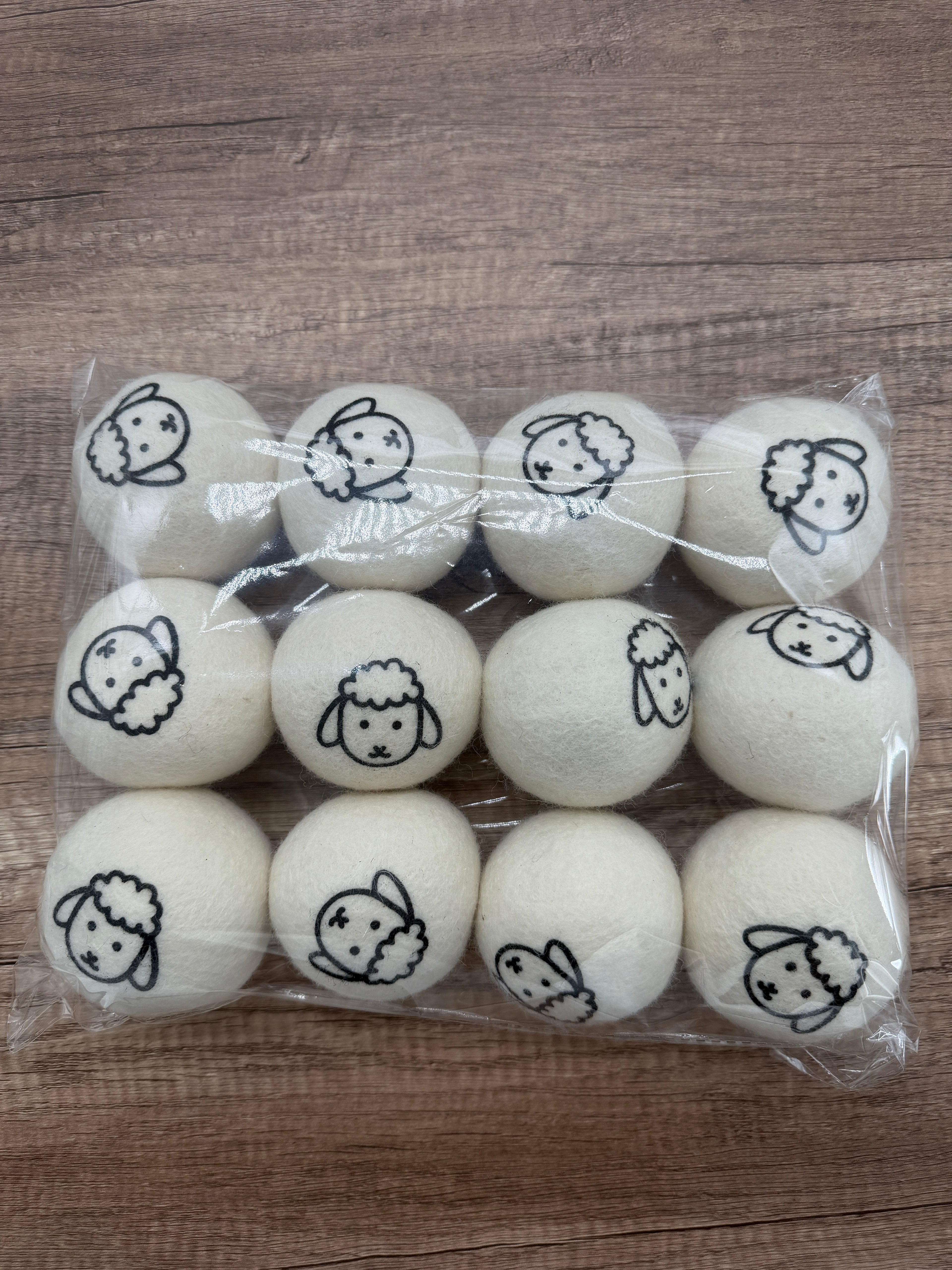 12 Pack New Zealand Wool Dryer Balls XL Reusable Natural Laundry Sheep Design