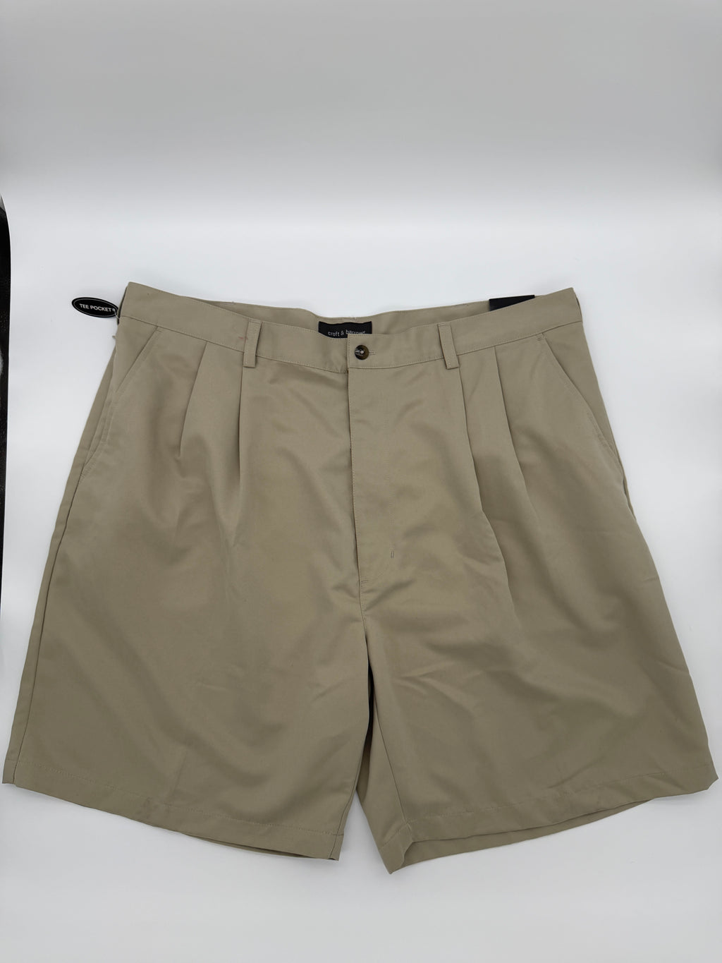 NWT Croft & Barrow Men’s Pleated Microfiber Golf Shorts Khaki Size 40 Moisture-Wicking
