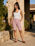New York & Company Red White Seersucker Bermuda Shorts Size 4 (pre-owned)
