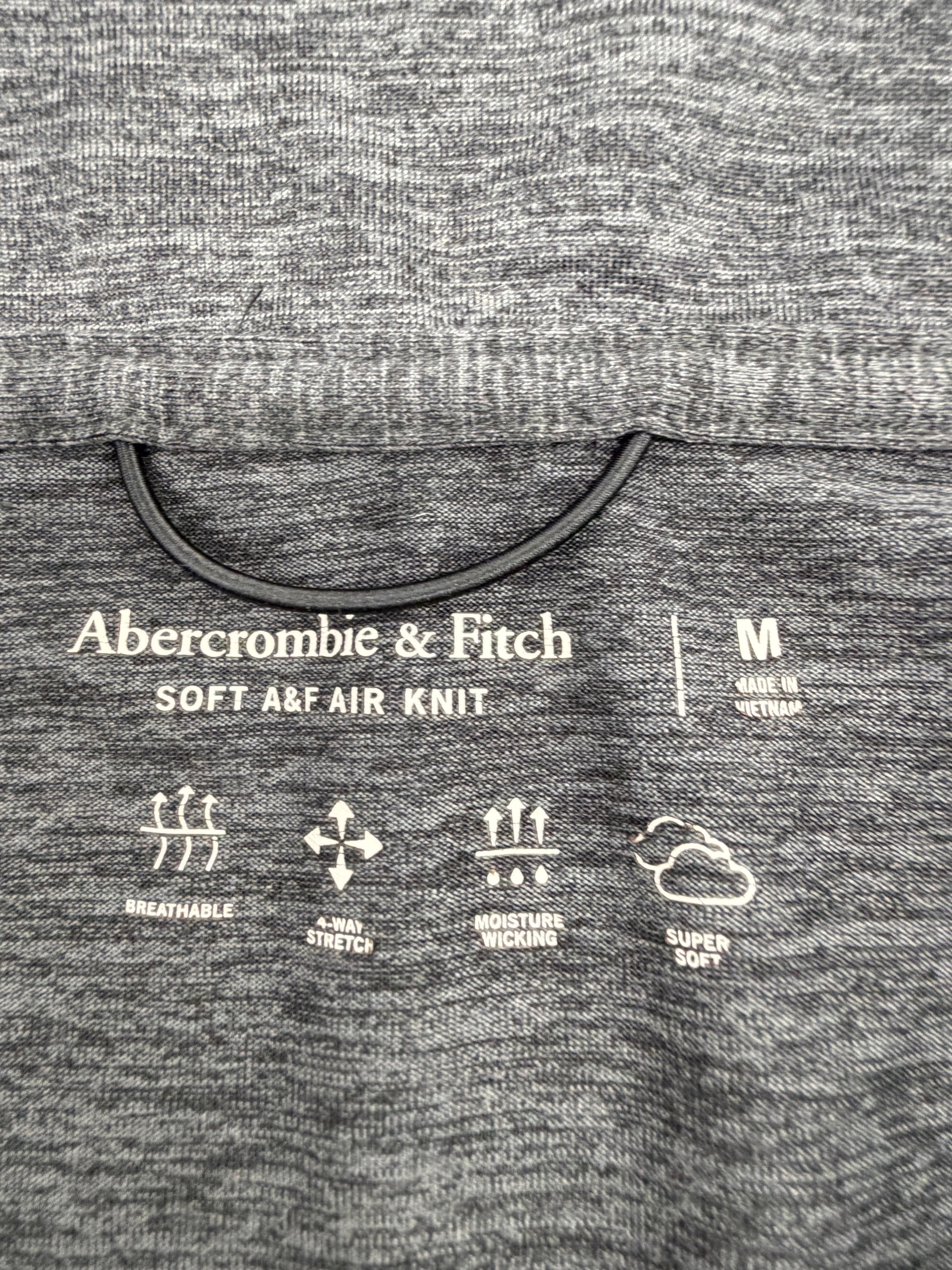 Abercrombie & Fitch Air Knit Quarter Zip Pullover Gray Athletic Top Medium (pre-owned)