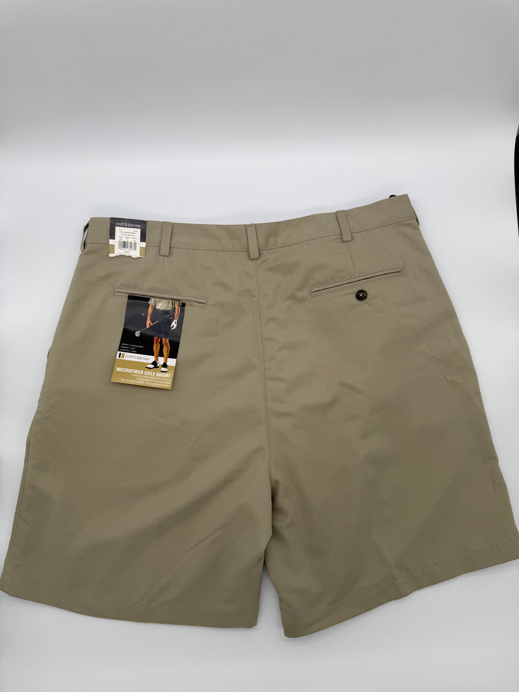 NWT Croft & Barrow Men’s Pleated Microfiber Golf Shorts Khaki Size 40 Moisture-Wicking