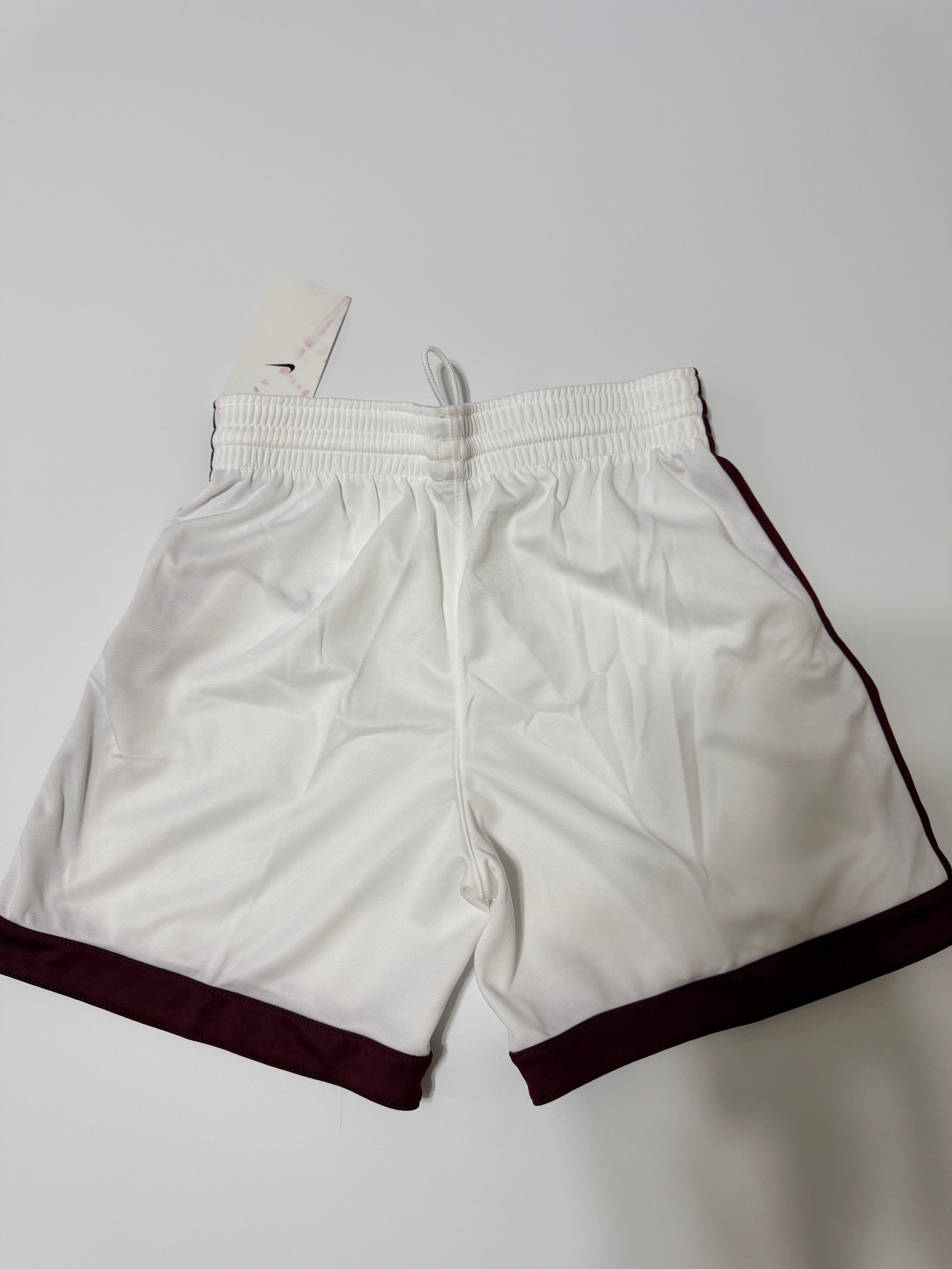 Nike Girls Team Dri-FIT Basketball Shorts White Burgundy NWT Size L