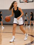 Nike Girls Team Dri-FIT Basketball Shorts White Burgundy NWT Size L